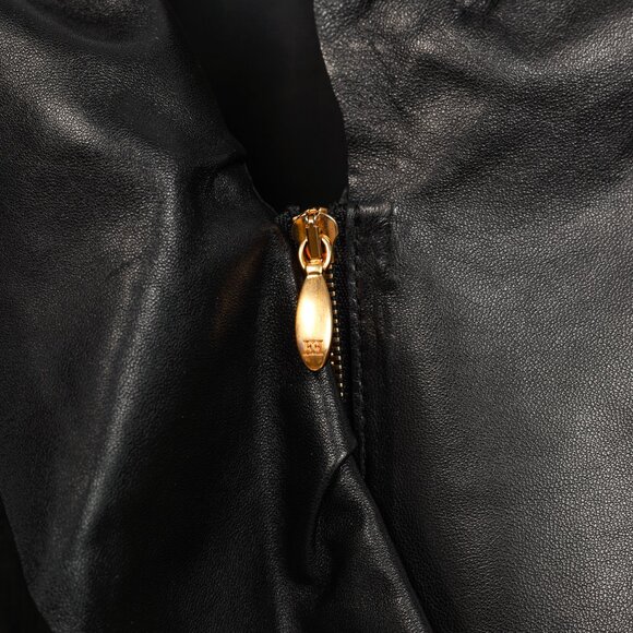 Escada Luloo Black Leather Ruffle-Trim Jacket - Picture 6 of 10